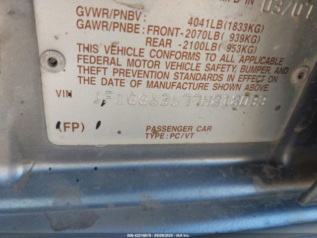 2007 SUBARU IMPREZA OUTBACK SPORT JF1GG63677H818033 Photo 8