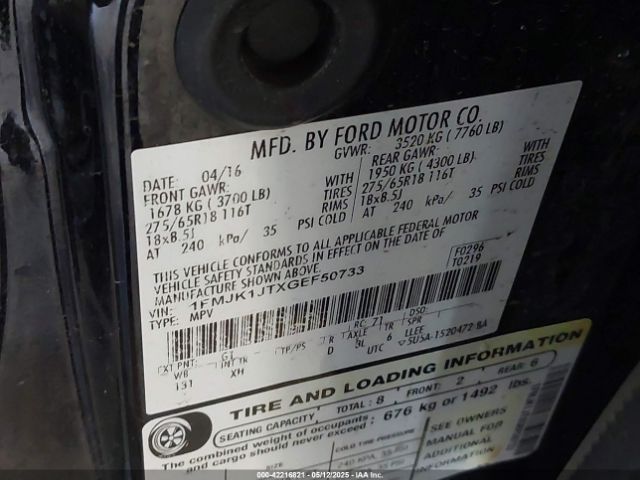 1FMJK1JTXGEF50733 Ford Expedition El Xlt