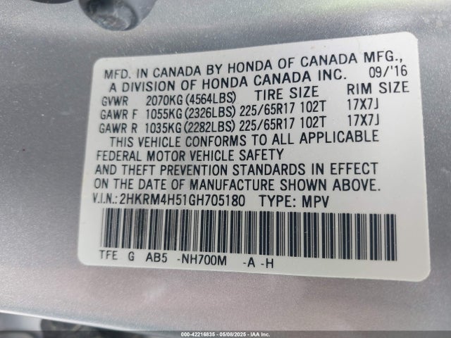 2HKRM4H51GH705180 Honda CR-V EX
