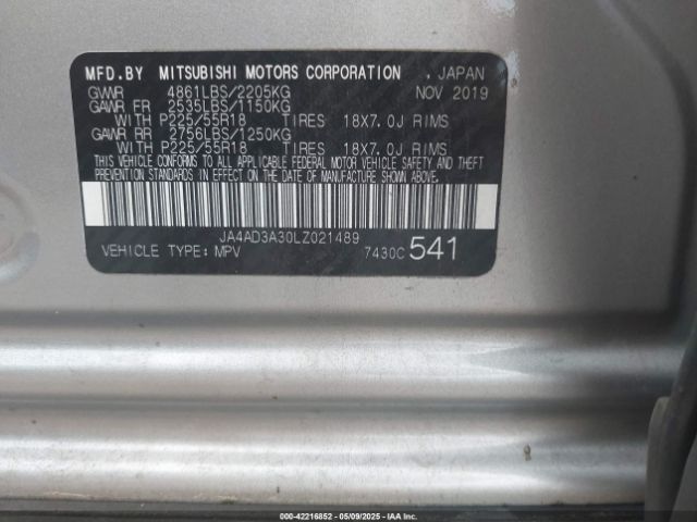 2020 MITSUBISHI OUTLANDER JA4AD3A30LZ021489 Photo 8