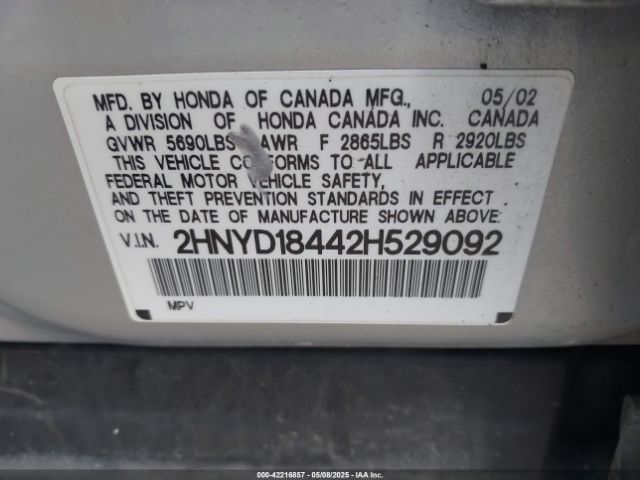 2002 ACURA MDX 2HNYD18442H529092 Photo 8