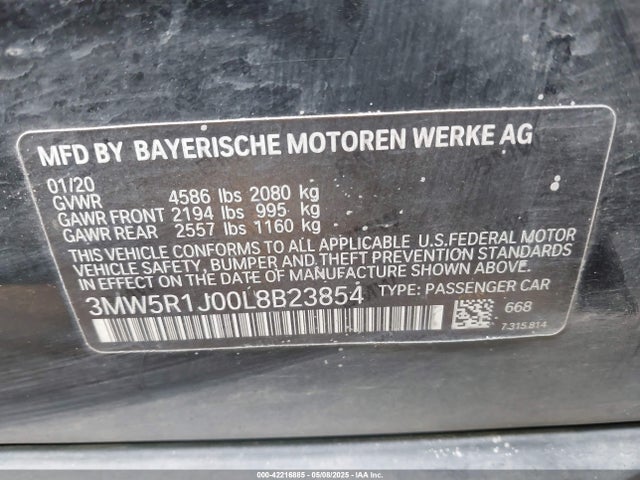 3MW5R1J00L8B23854 BMW 330I