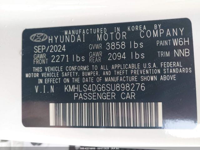KMHLS4DG6SU898276 Hyundai Elantra Sel Convenience