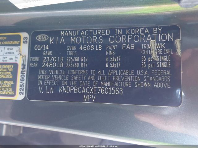 KNDPBCACXE7601563 KIA dohc gdi theta ii