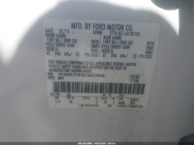 1FM5K7F81EGA23884 Ford Explorer Limited