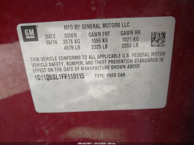 1G11D5SL1FF110115 Chevrolet MALIBU 2LT
