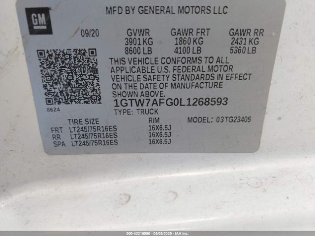1GTW7AFG0L1268593 GMC Savana Cargo Rwd 2500 Regular Wheelbase Work Van