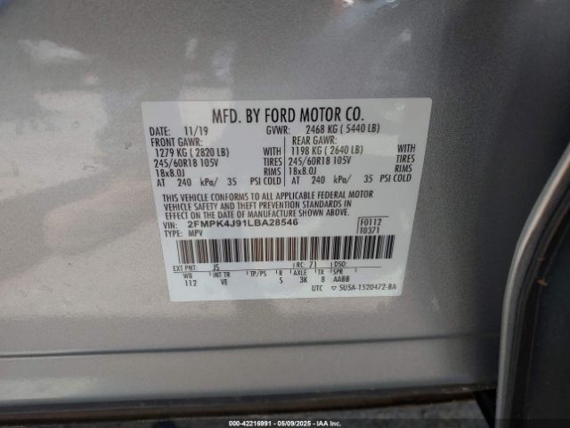 2FMPK4J91LBA28546 Ford EDGE SEL