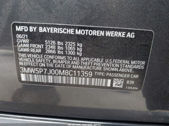 3MW5P7J00M8C11359 BMW 3 Series 330e