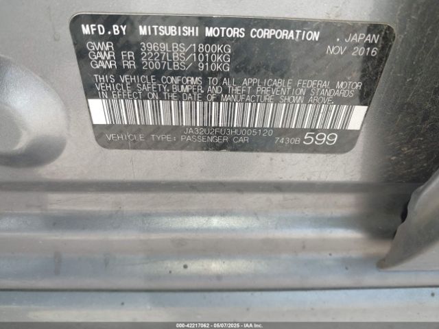 2017 MITSUBISHI LANCER JA32U2FU3HU005120 Photo 8