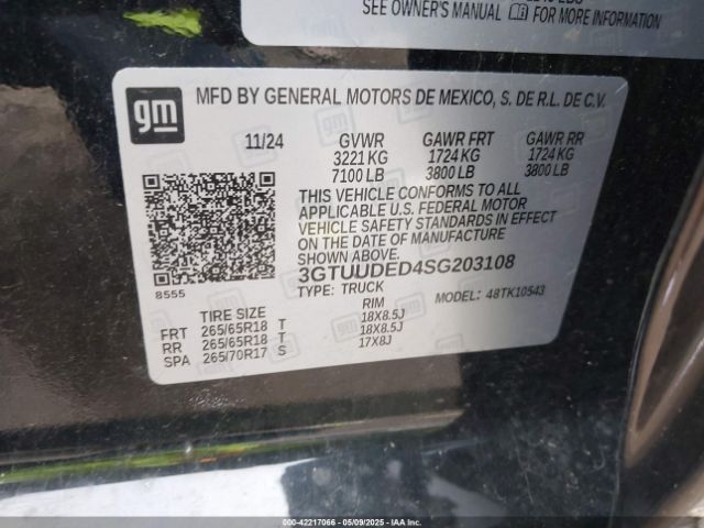 3GTUUDED4SG203108 GMC Sierra 1500 Slt