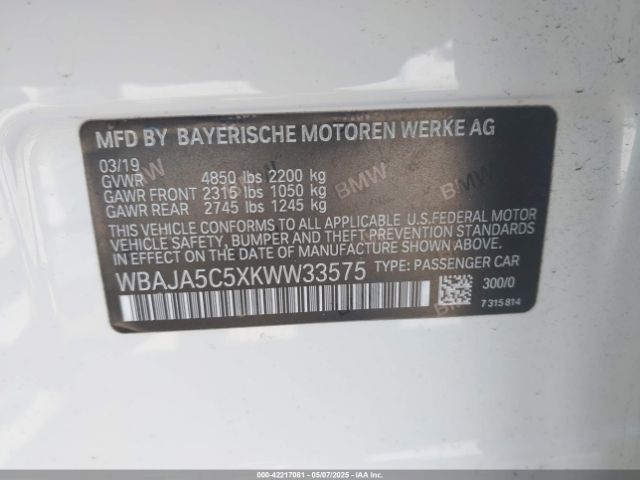 2019 BMW 530I WBAJA5C5XKWW33575 Photo 8