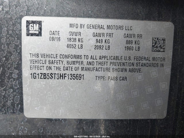 1G1ZB5ST3HF135691 Chevrolet MALIBU LS