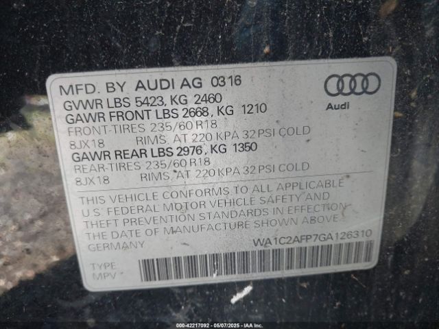 WA1C2AFP7GA126310 Audi Q5 2.0t Premium