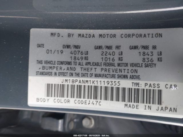 JM1BPANM1K1119355 Mazda Mazda3 Premium Package