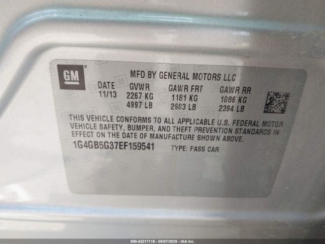 1G4GB5G37EF159541 Buick Lacrosse Leather Group