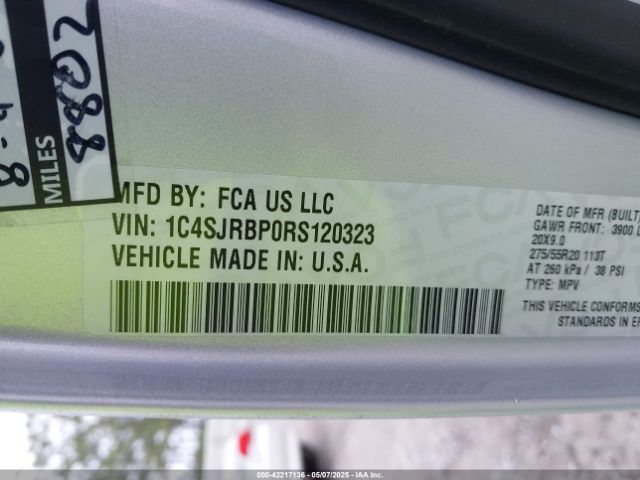 1C4SJRBP0RS120323 Jeep Wagoneer L Series Ii 4x2