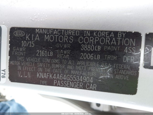KNAFK4A64G5534904 KIA mpi nu