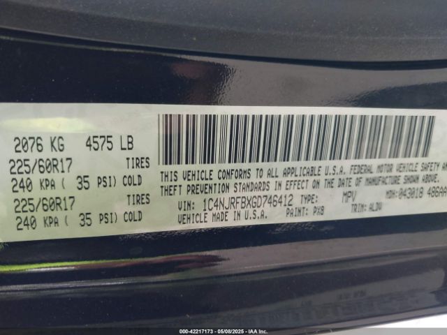 1C4NJRFBXGD746412 Jeep Patriot High Altitude Edition