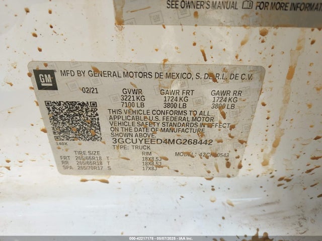 3GCUYEED4MG268442 Chevrolet l84 - di, alum, gen 5, var 2