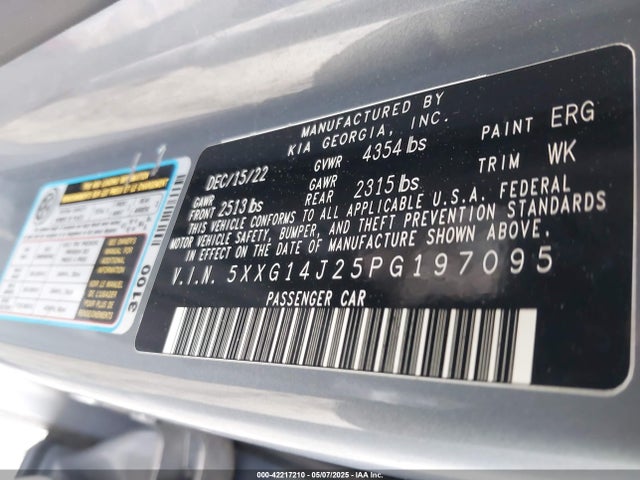 5XXG14J25PG197095 KIA K5 LXS