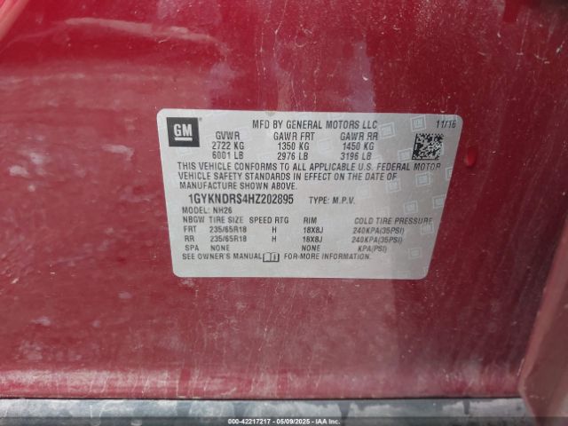 1GYKNDRS4HZ202895 Cadillac XT5 LUXURY