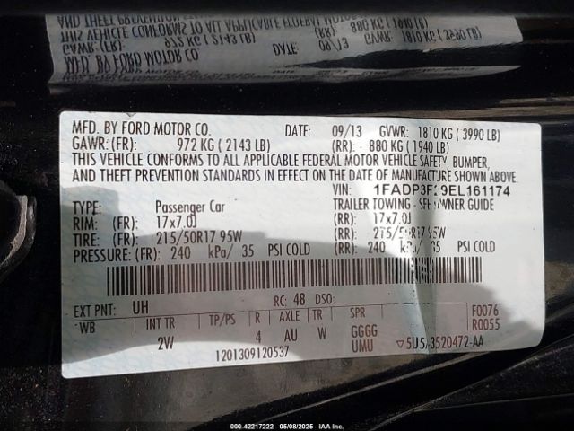 1FADP3F29EL161174 Ford FOCUS SE
