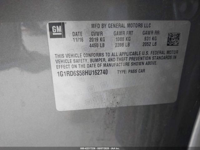 2017 CHEVROLET VOLT 1G1RD6S58HU162740 Photo 8