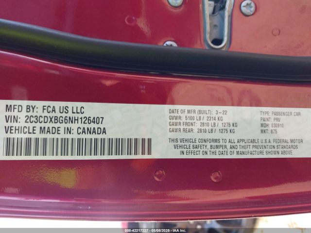 2022 DODGE CHARGER 2C3CDXBG6NH126407 Photo 8