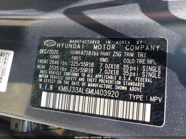 2021 HYUNDAI TUCSON KM8J33AL6MU403920 Photo 8