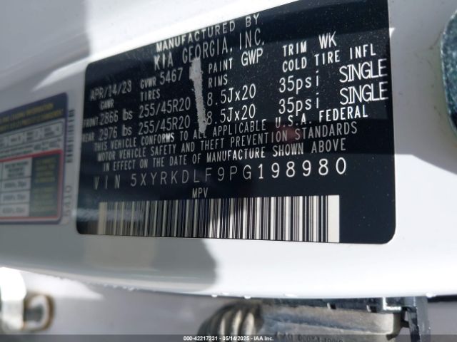 5XYRKDLF9PG198980 KIA SORENTO SX