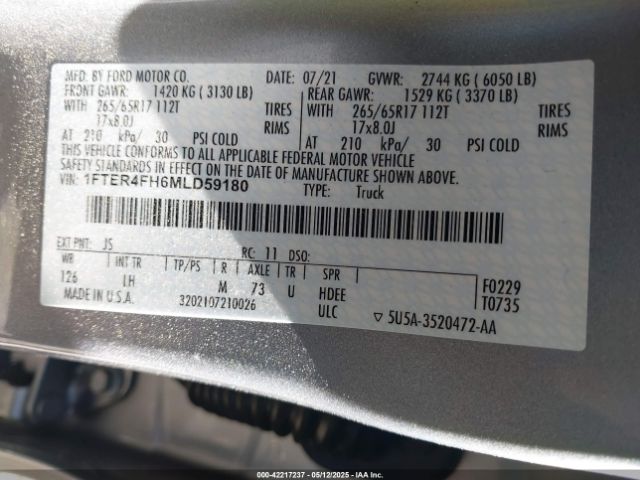 2021 FORD RANGER 1FTER4FH6MLD59180 Photo 8