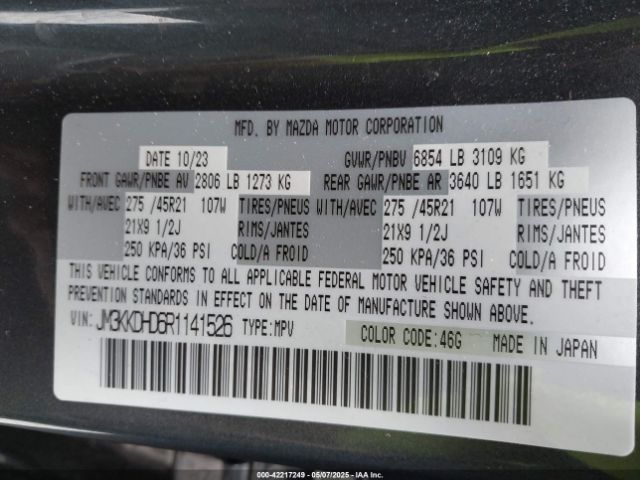 JM3KKDHD6R1141526 Mazda Cx-90 3.3 Turbo Premium