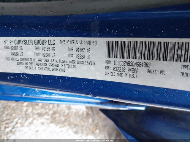 Aukcja sprzedaży 2013 Dodge Avenger Se, vin: 1C3CDZAB3DN684383, numer aukcji: 42217282