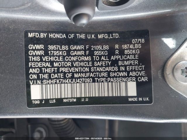 SHHFK7H4XJU427093 Honda Civic Sport