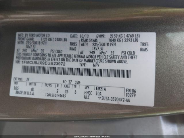 1FMCU9JX9EUB23972 Ford Escape Titanium