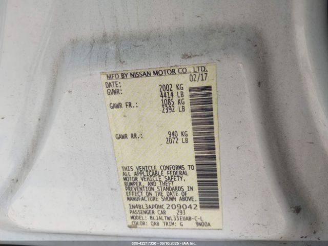 2017 NISSAN ALTIMA 1N4BL3AP0HC209042 Photo 8