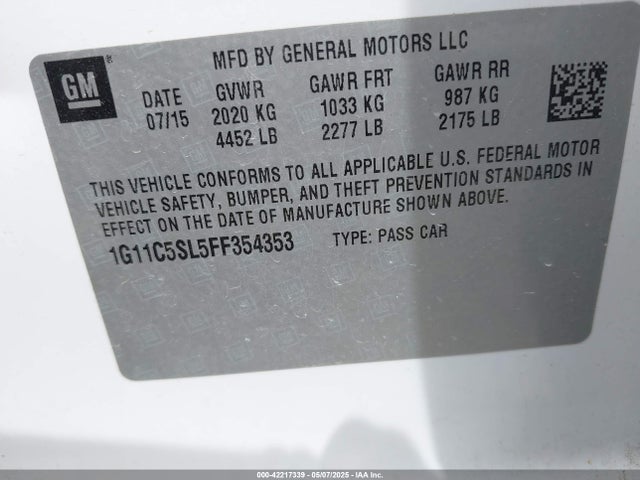 1G11C5SL5FF354353 Chevrolet lkw