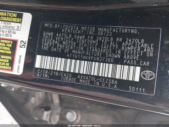 4T1G11AKXPU827360 Toyota CAMRY SE