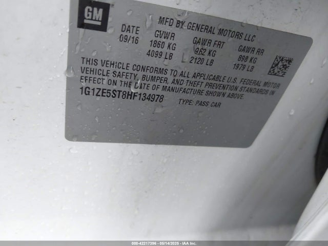 1G1ZE5ST8HF134978 Chevrolet MALIBU 1LT