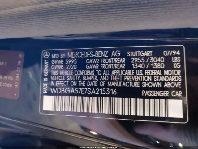 1995 MERCEDES-BENZ S WDBGA57E7SA215316 Photo 8