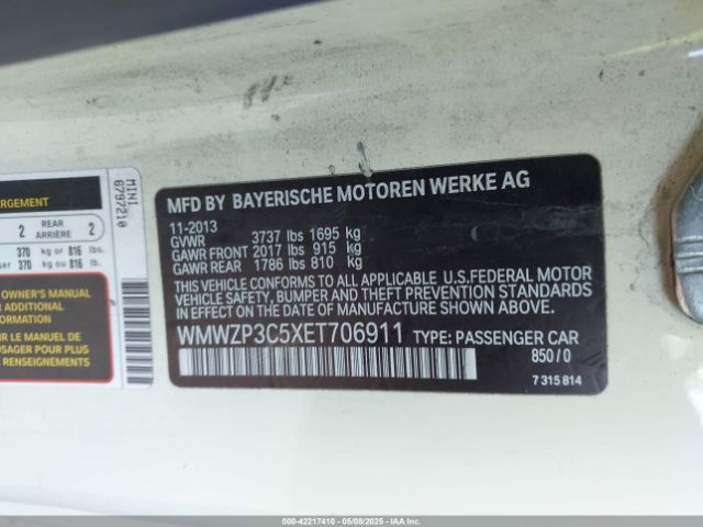 2014 MINI CONVERTIBLE WMWZP3C5XET706911 Photo 8