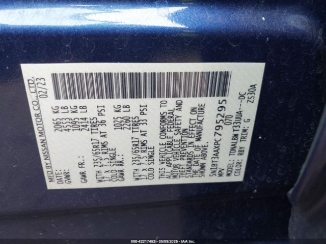 5N1BT3AAXPC795295 Nissan Rogue S Fwd