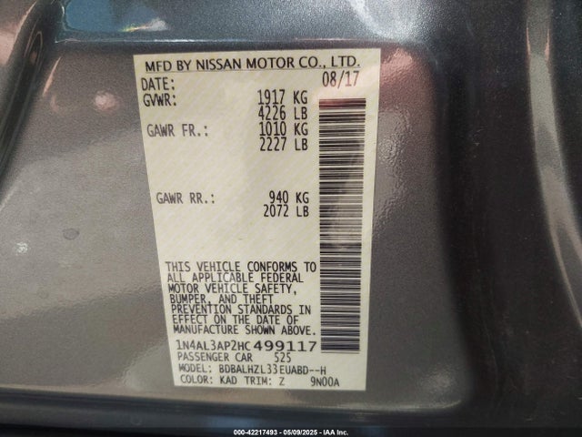 1N4AL3AP2HC499117 Nissan Altima 2.5 Sr