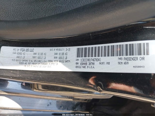 1C3CCCAB1FN670341 Chrysler 200 Limited