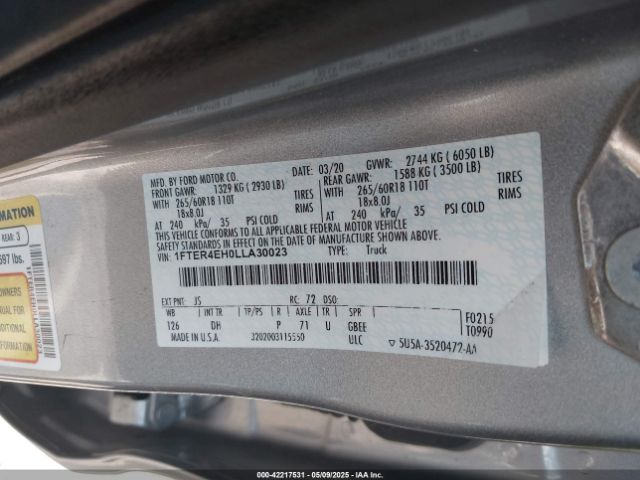 1FTER4EH0LLA30023 Ford 2020
