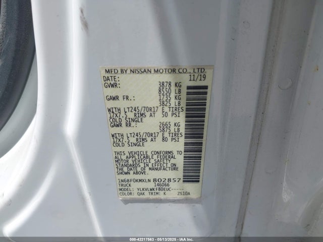 1N6BF0KMXLN802857 Nissan 2020