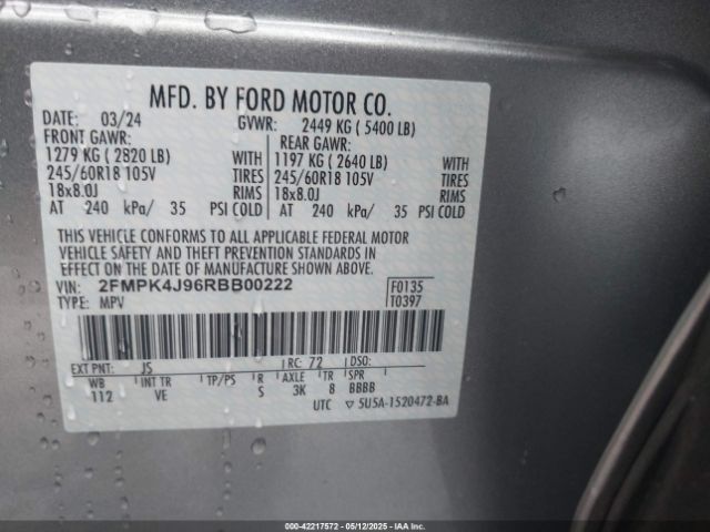 2FMPK4J96RBB00222 Ford EDGE SEL