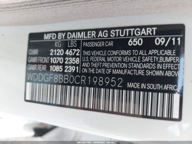 2012 MERCEDES-BENZ C 300 WDDGF8BB0CR198952 Photo 8