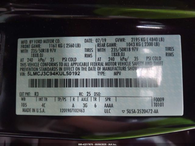 2019 LINCOLN MKC 5LMCJ3C94KUL50192 Photo 8